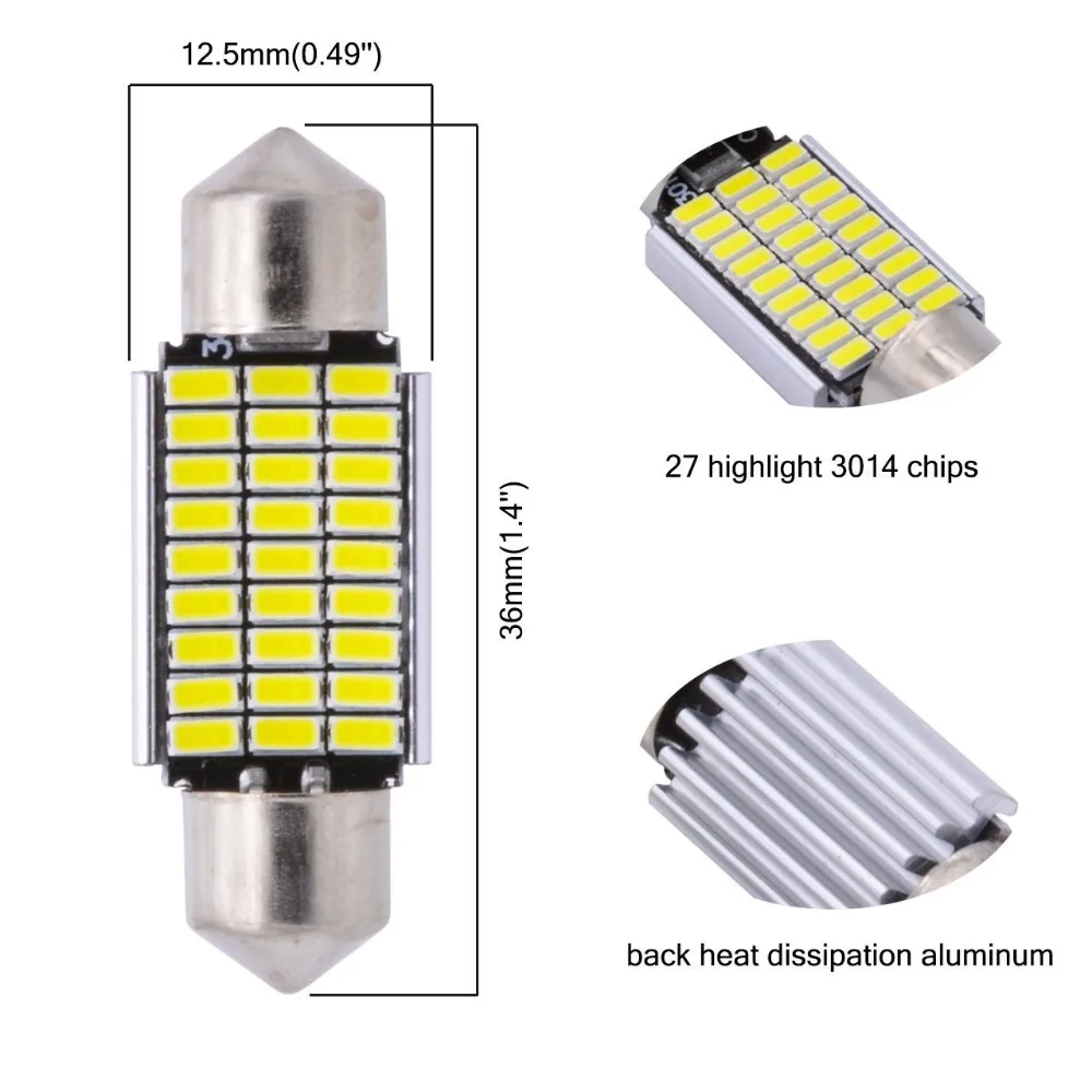 2 шт. C5W Внутренние светодиодные лампы 3014 18 27 30 33 smd 12 V Canbus Error Free 31 мм 36 мм/39 мм/41 мм Festoon купол для чтения светодиодные лампы