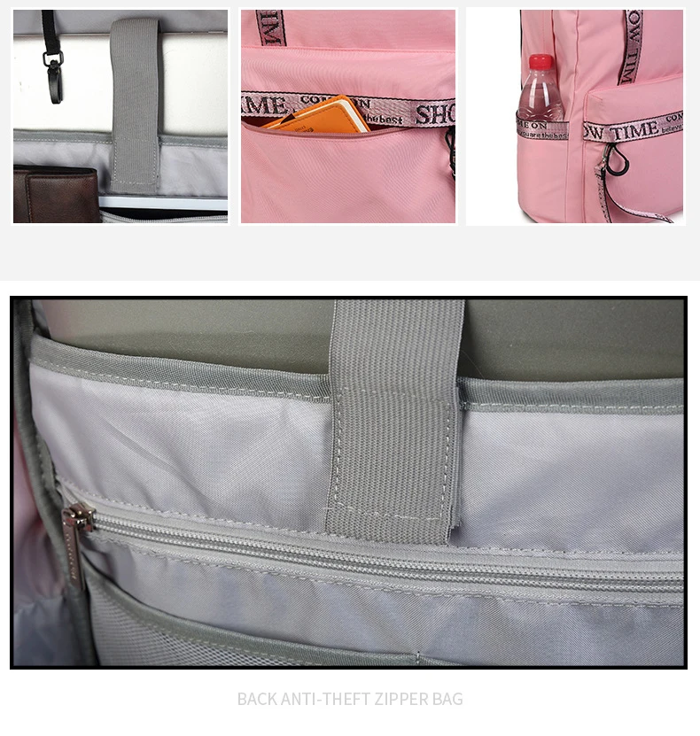 Diariamente à Prova Mochila de Viagem Bolsa de Escola Mochilas para as Meninas da Faculdade Água Casuais Mulheres Carta Impressão Amantes Laptop Mochila d' 7 Bolsas e Malas