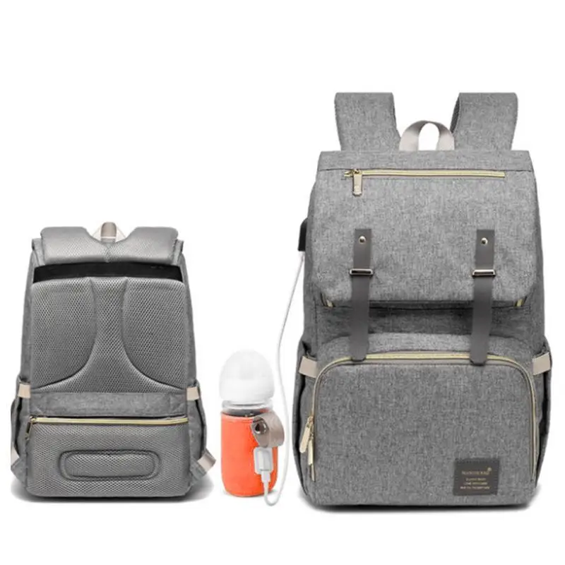

USB Baby Nappy Bag + Baby Bottle Heated Cover 2PCS Set Diaper Bag Mummy Daddy Backpack Large Capacity Waterproof B3