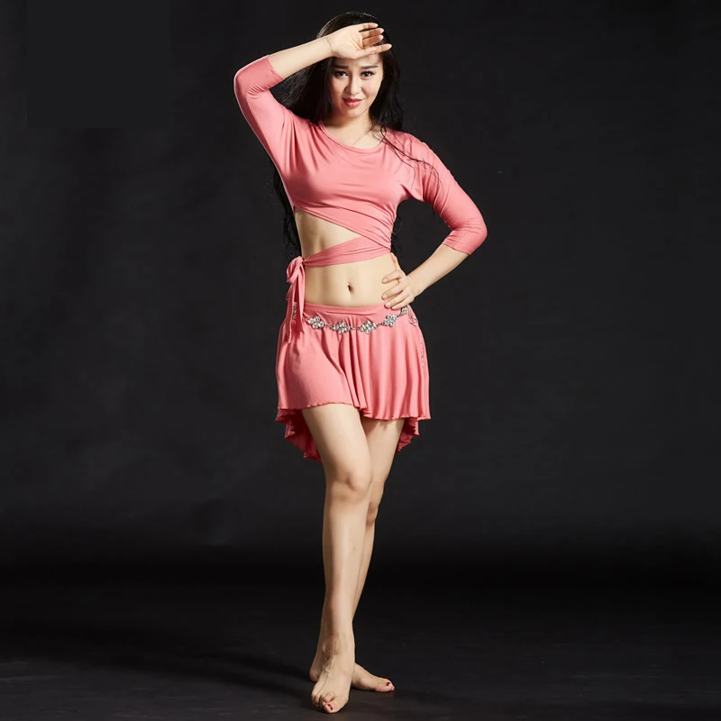 

Belly Dance practice Clothes Women Dance high quality fabric Outfits 3pcs Top Skirt and under pant Modal Bellydancing Costume