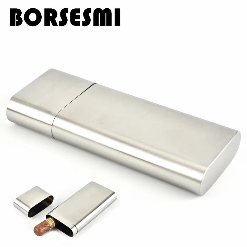 

Hot sale Stainless steel 3 cigar tube box portable metal tobacco humidor 3 in 1 smoker tube travel cigar case gadgets