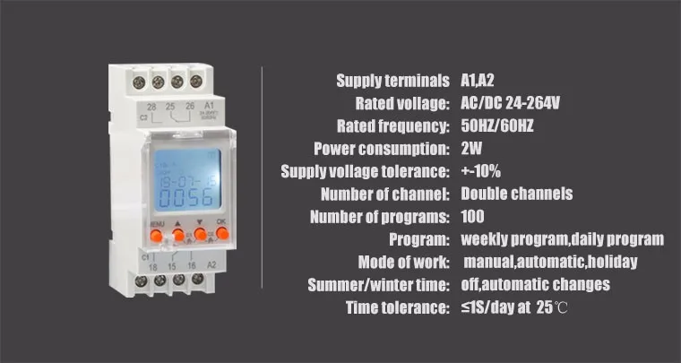 Двухканальный цифровой Еженедельный переключатель времени ESRD-TPW2