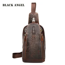 Модные Дизайн прилив аллигатора Для мужчин из натуральной кожи груди мешок Повседневное Для мужчин сумка Sling Bag кожаная сумка через плечо
