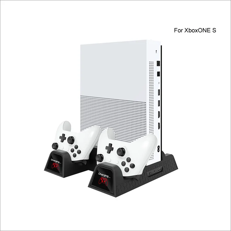 Vertical Cooling Stand Charging Stand for Xbox One/Xbox One S/Xbox One X Console Controllers with two Batteries and Game Storage