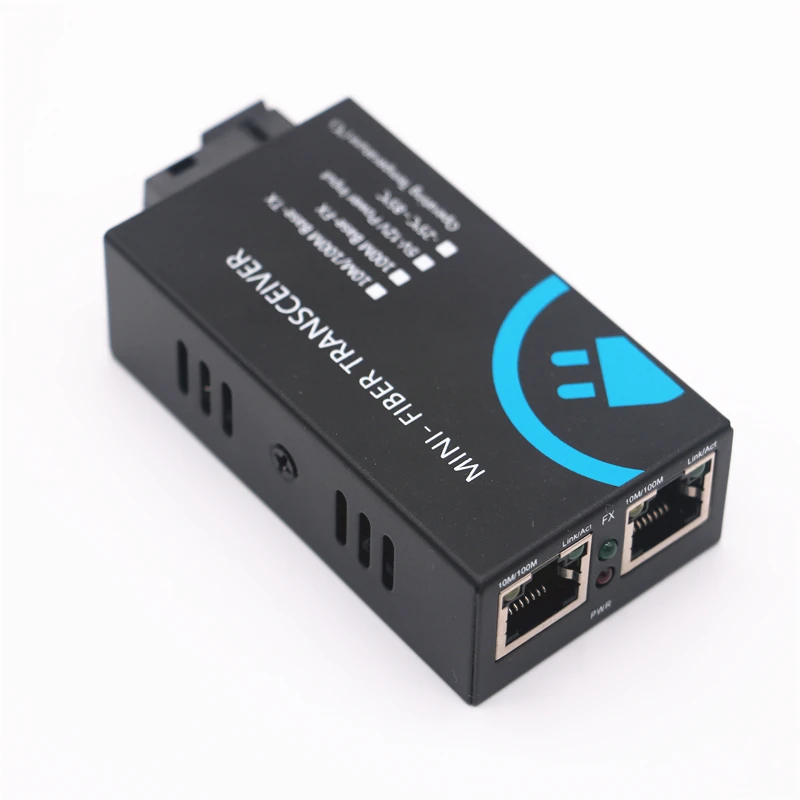 Оптоволоконный мини преобразователь 2 RJ45 в 1 SC Коннектор 100 Мбит/с оптоволоконный