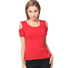2017 Casual Slim Short Sleeve T Shirt Women Solid Color Hollowed Out Lace Clothing Pink Red Sexy Tshirt Cotton Off Shoulder Tops