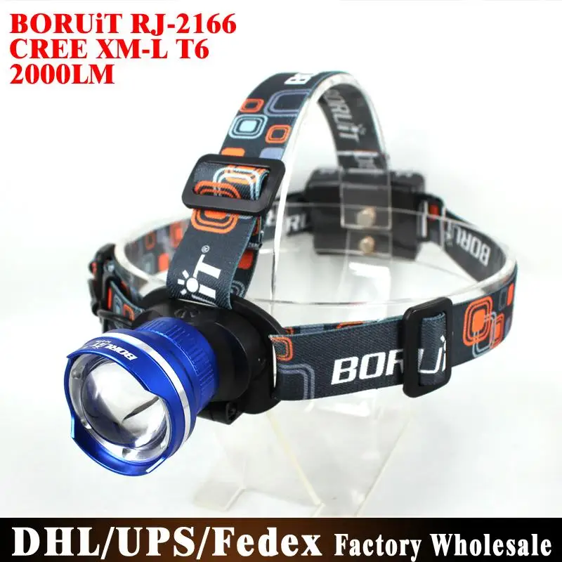 

DHL Fedex UPS 100PCS RJ-2166 CREE XML T6 Zoom Focus LED Headlamp Flashlight Miner Light Headlight For Camp 2000Lm 3 Modes
