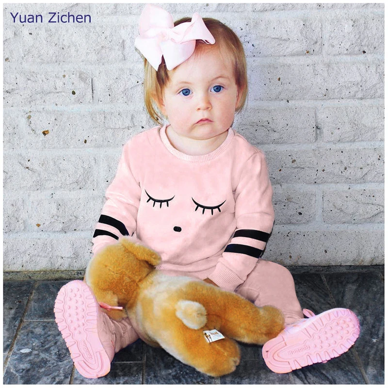 2017 Winter Autumn Kit Newborn Baby Girl Clothes Long Pants + T Shirt cartoon Eye Outfits For 0-2 Years 2Pcs Costumes For Girls