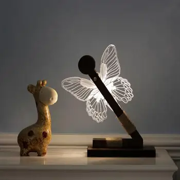 

3D Illusion Lamp LED Night Light Cartoon 3D Butterfly Acrylic Discoloration Lamp Novelty Lighting With UK/EU Plug