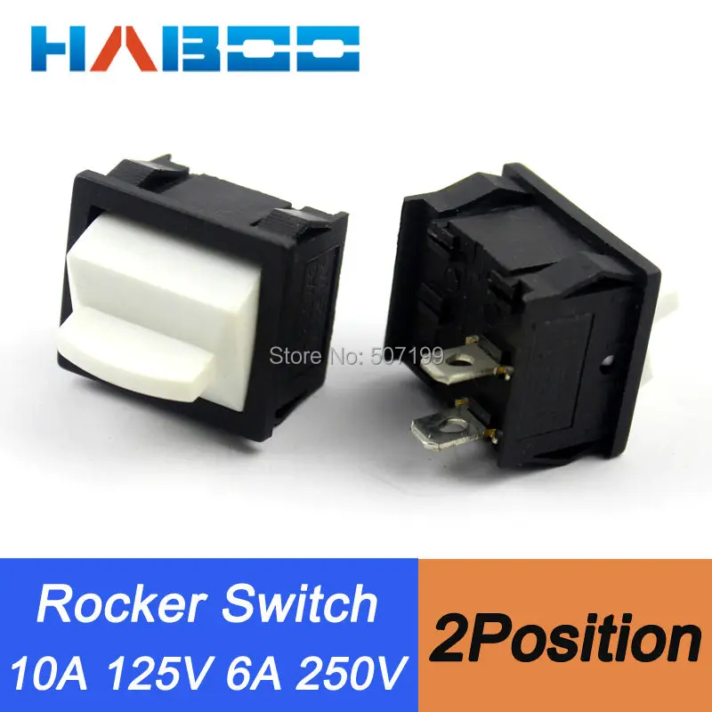 

100pcs/lot mini rocker switch white color 2position on-off with 2PINS 10A 125V 6A 250V