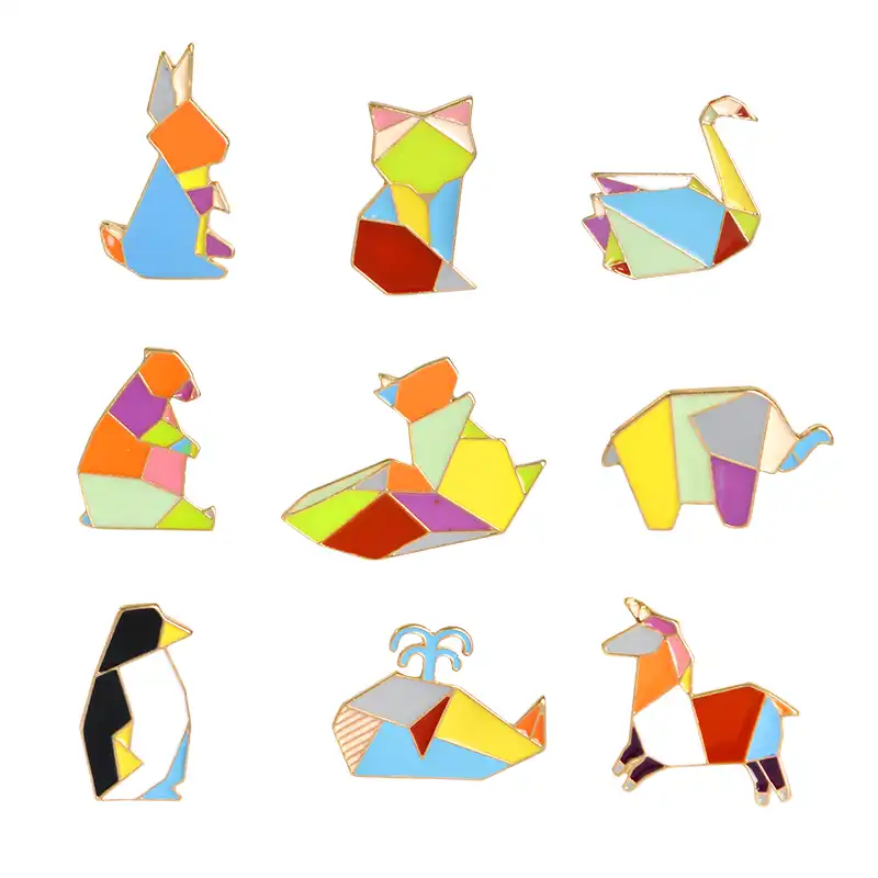 Lovely Cute Origami Animal Pins Brooches Elephant Rabbit