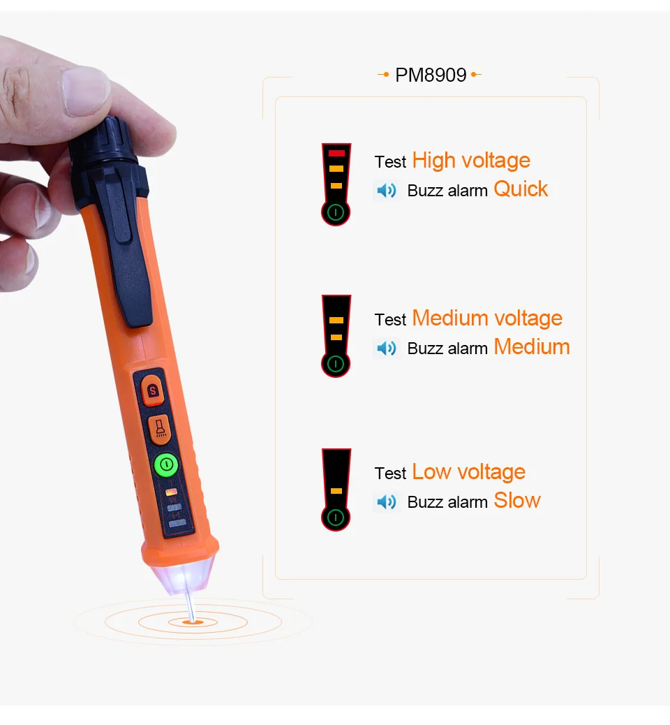 NCV тест напряжения переменного тока er 12-1000 В/48-1000 в детектор напряжения со светодиодным фонариком живой провод/нейтральный провод трехфазный тест карандаш