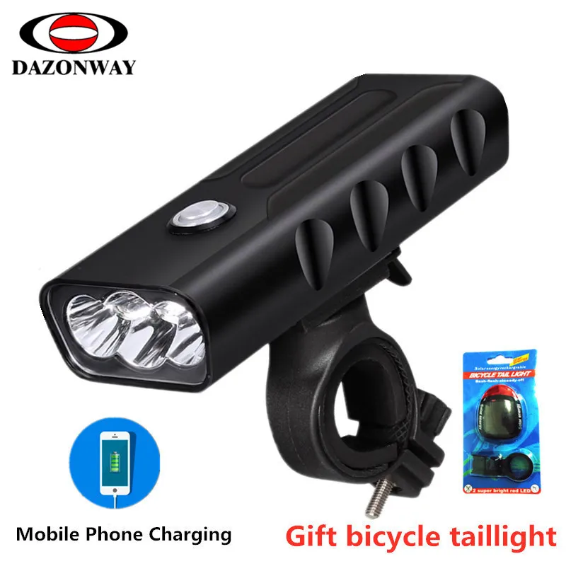 

BOFAMES Bicycle Light 15000Lum L2/T6 USB Rechargeable Power Bank Built-In 5200 mAh 3 Modes Waterproof Headlight + Taillight Set