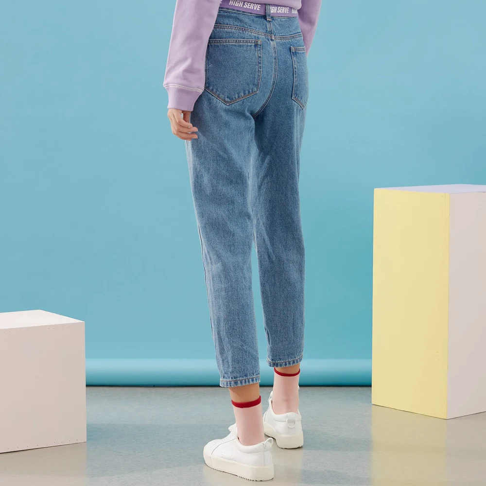 Metersbonwe новые узкие шаровары винтажные джинсы с высокой талией новые женские брюки по щиколотку свободные ковбойские штаны
