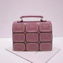 2016 New Fashion Chic font b Handbag b font Women Rivet Plaid Wafers Flap Small Bag