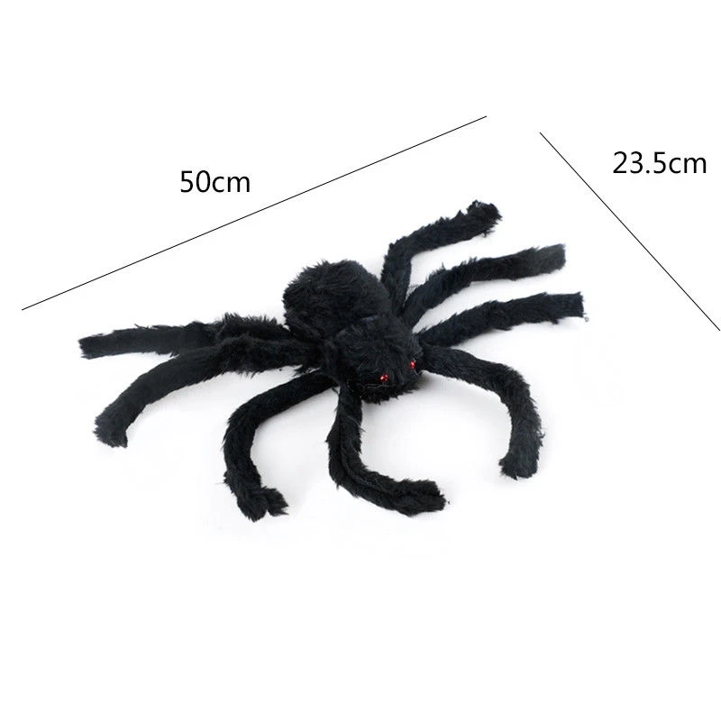 Хэллоуин ужасный большой черный пушистый ненастоящий паук размер 75 см, 90 см, 125 см, 150 см, 200 см Крип трюк или лечение Хэллоуин украшения