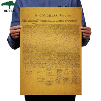 

DLKKLB American Declaration of Independence Vintage Poster Classic Art Decorative Wall Sticker Bar Cafe Home Decorative Painting