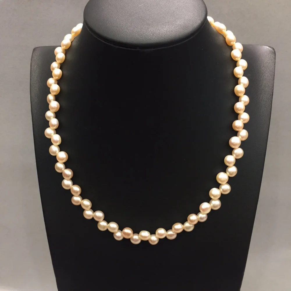 

100% real cultured fresh water pearl necklace falt round shape classic fine women jewelry