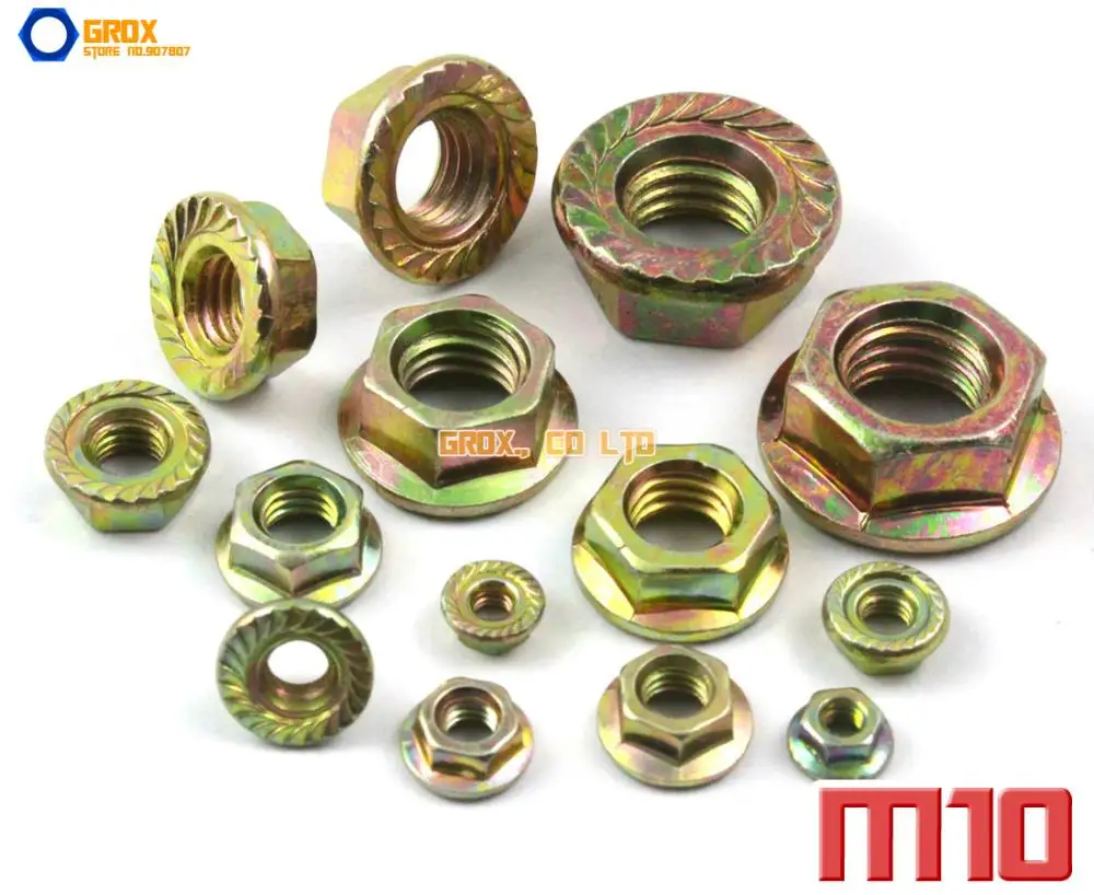 30 Pieces M10 Metric Thread Hexagon Serrated Flange Nut Flanged Nut DIN