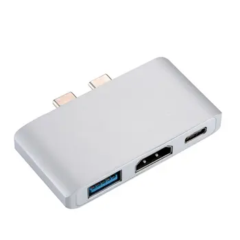

Double Type-c Turn HDMI Three-in-one Conversion Adapter For Apple Notebook Mac Turn HD 4k Adapter Multifunction