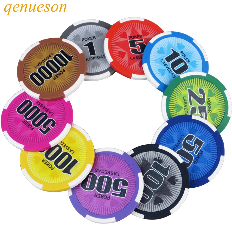 

New 25PCS/Lot 14g Board Game Clay Film Chips Coins Baccarat Texas Holdem Mahjong Double Color pentagram Clay Poker Playing Chips