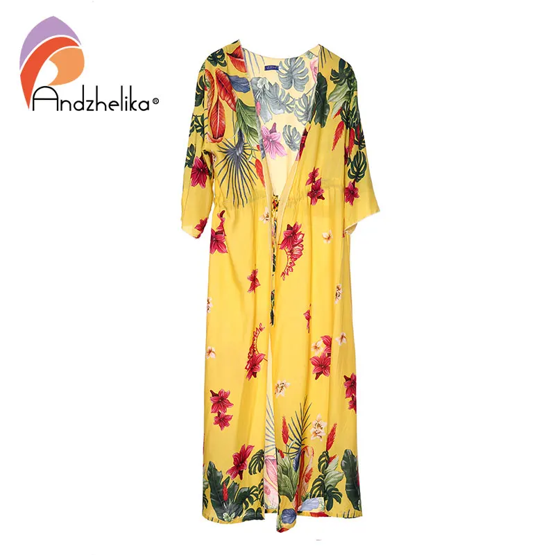 

Andzhelika Women New Bikini Cover Up Sexy Dress Floral Beachwear Long Dress Cover Up Beachwear Summer Swimwear Bathing Swimsuit