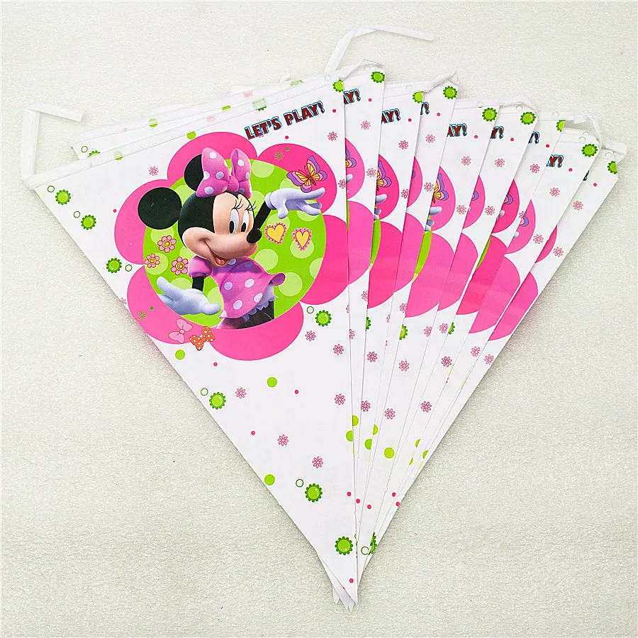 

2.5m/set Minnie Mouse Banner Flag Cartoon Theme Party Supplies For Kids Happy Birthday Decoration Baby Shower Party Festival