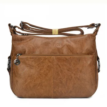 

High Quliaty Vintage Women's Genuine Leather Handbags Pigskin Leather Shoulder CrossBody Bag Ladies Messenger Bags Women Bags