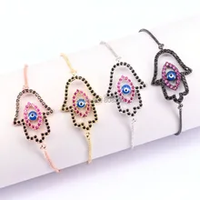 10 шт. новые модные Дизайн микро проложить кубического циркония Хамса рук глаз Разъем Шарм браслет для Для женщин