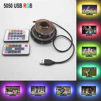 

5V USB LED Strip 5050 RGB TV Background Lighting 30LEDs/m with 3key 17Key 24key RF Controller 50cm / 1m / 2m Set.