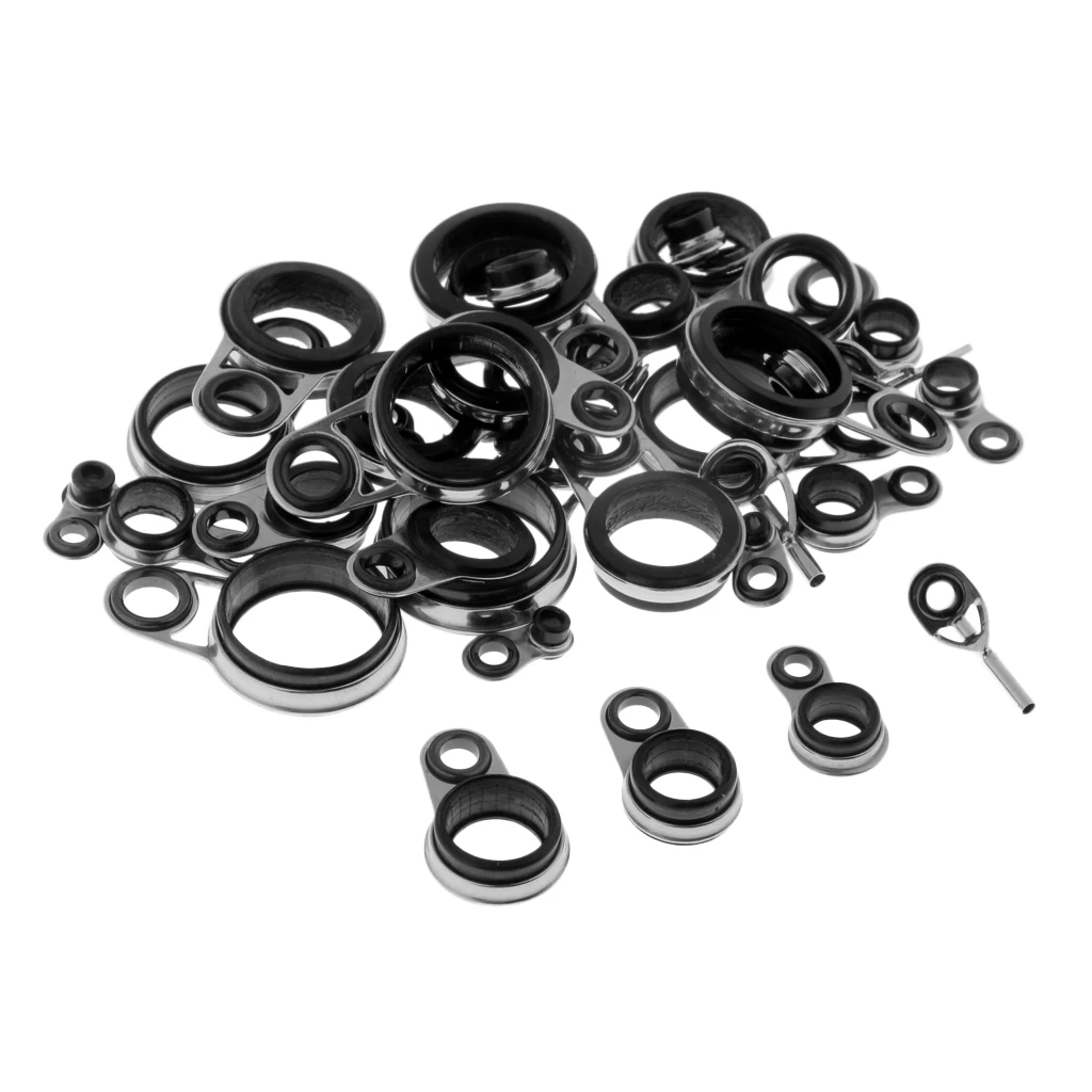 37Pcs Telescopic Fishing Rod Guides Top Ring Set Rod Repair Kit Mixed Sizes Rod Eye Rings Guide Tackle Accessories
