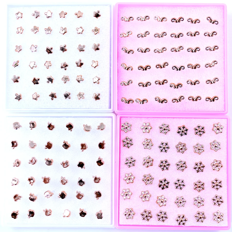 

Factory 18pairs/lot Simple Mini Design Cheap Plastic Anti Allergy Disinfection stick Stud Earring Apple Crown