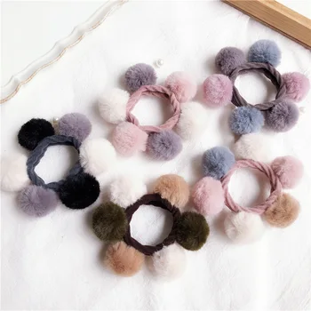 

Beautiful rabbit hair ball Hairband Scrunchie Ponytail Hair Bands Rope Hair Clips Women cute Headwear Hair Accessories