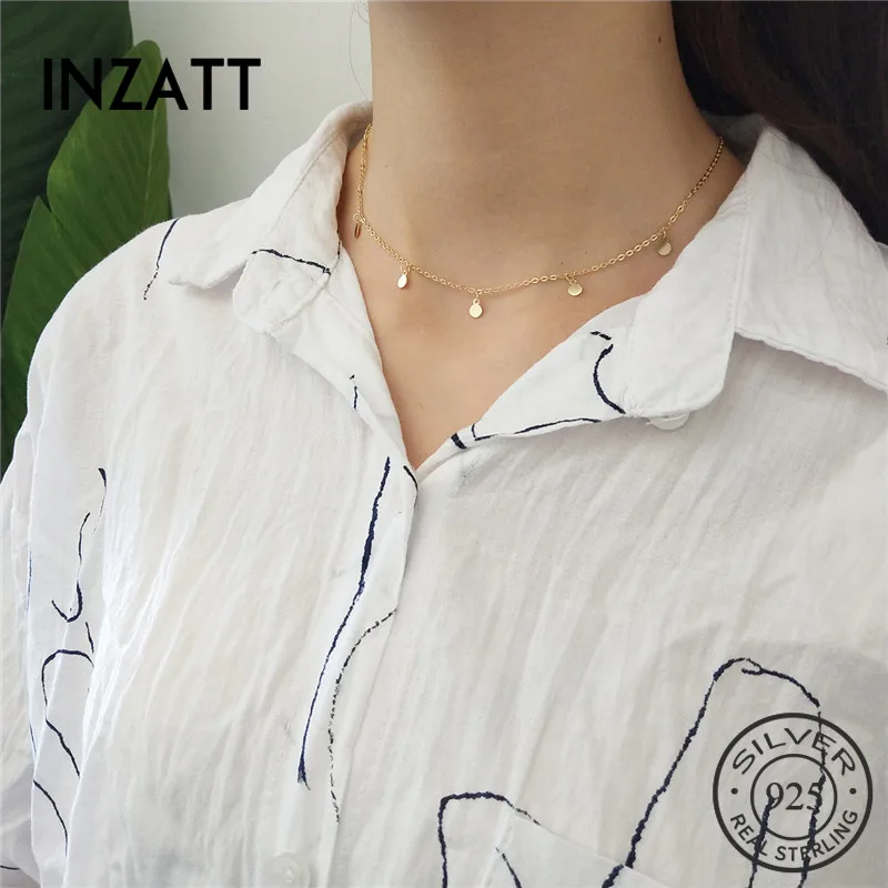 INZATT, настоящее 925 пробы, серебро, Boho, яркий диск, колье, ожерелье, хорошее ювелирное изделие для модных женщин, вечерние, аксессуары