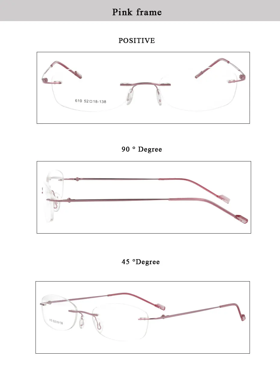 Без оправы с эффектом памяти металлических петлях оптическая оправа для очков очки 50 шт./лот 808