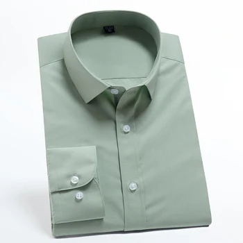 

2019 Spring Autumn Men's Casual Slim fit Shirts Solid color Quality Formal Social Long-sleeve Business Shirt