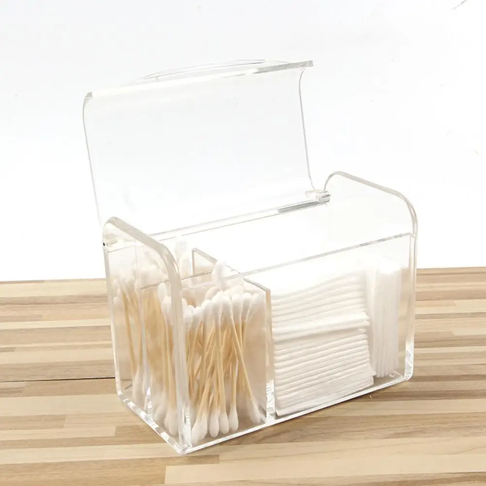 

DSstyles Dustproof Transparent Storage Box with Cover for Toothpick Cotton Swab Cosmetics Organizer Makeup Boxes