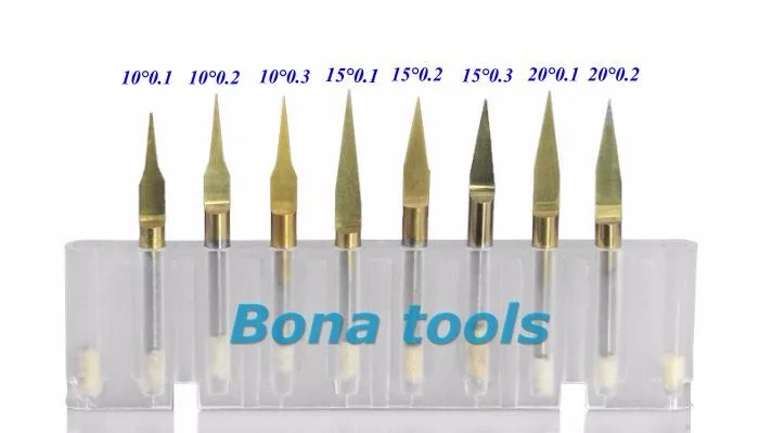10x3,175 мм хвостовик 15 Угол 0,1 мм наконечник, титановое покрытие карбида печатной платы Гравировальный резак, ЧПУ Бит маршрутизатор Инструмент, фреза