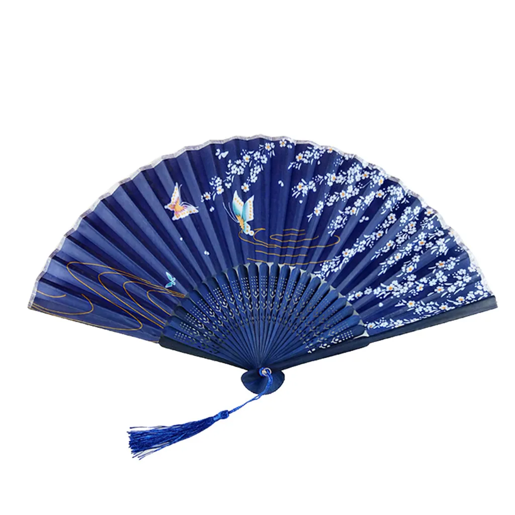 

Folding Fans Handheld Bamboo Fans Women Flower Butterfly Print Fans Women's Hollowed Hand Holding Party Dance Fan Dropshipping