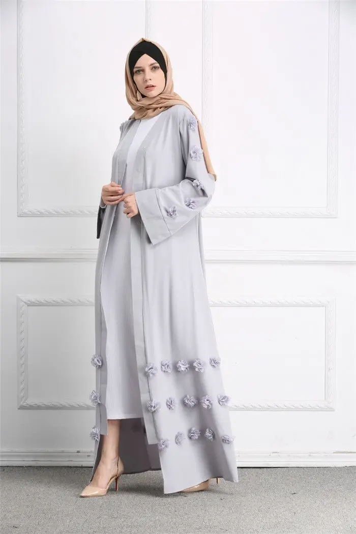 Elegant Abaya Women Robe Gowns Long Muslim Cardigan Femme Kaftan Dubai Islamic Hijab Dress Caftan Turkey Clothing Outwear Ladies