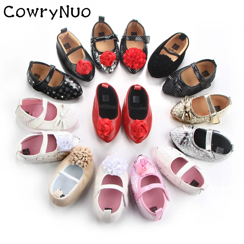 New Cute Baby Shoes Beautiful Head Big Flower Soft Sole Baby Girl Dress Shoes for Girls 0-15 Months