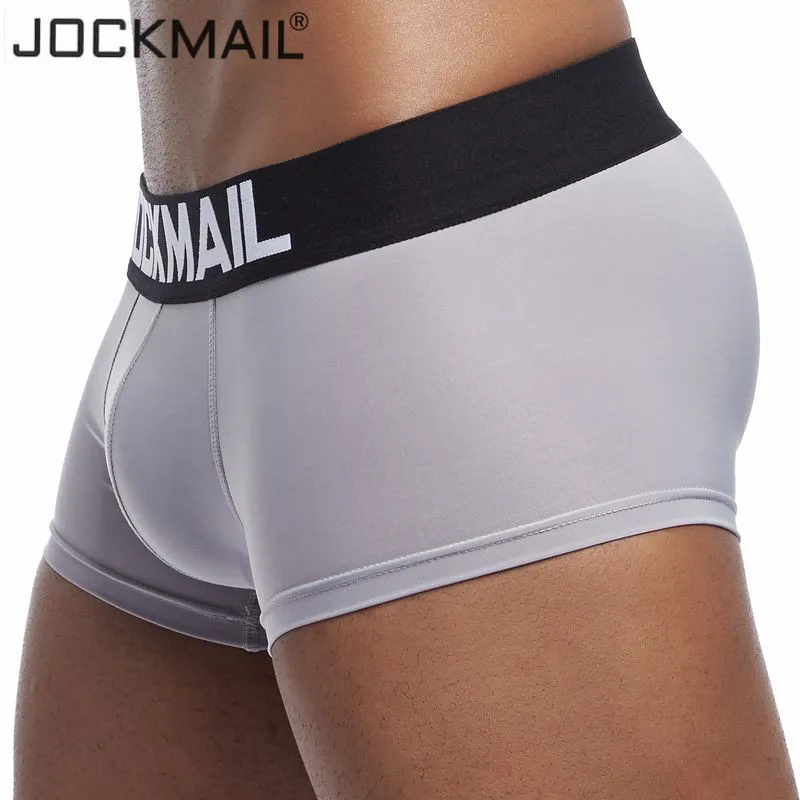 Бренд jockmail сексуальные мужские трусы боксеры шорты мужские трусы дышащий ледяной шелк мужские трусы нижнее белье для геев