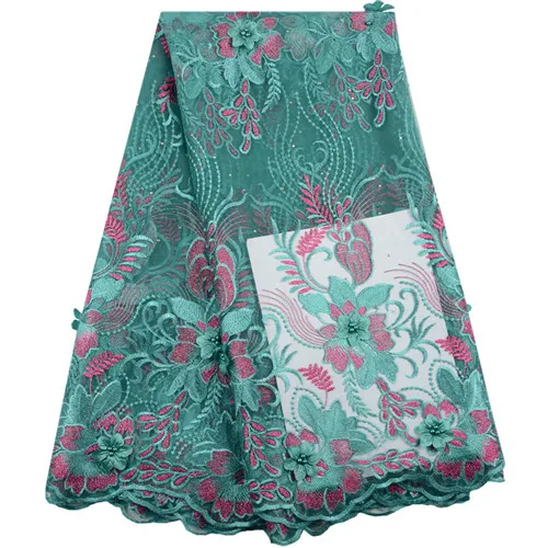 Розовая африканская кружевная ткань с аппликациями и стразами прекрасно подойдет к вечернему вечерние платье высокое качество вышивка 3D цветы в нигерийском стиле кружевная ткань 1475B - Цвет: As Picture