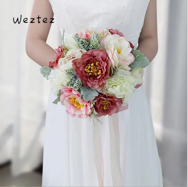 Handmade Wedding Bouquet Artificial Flower Rose Bridal Bouquet for Wedding Decoration PH7