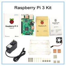 Raspberry Pi 3 Model B Board +Raspberry Pi3 Case +Power Plug(EU &US)+Heat Sinks