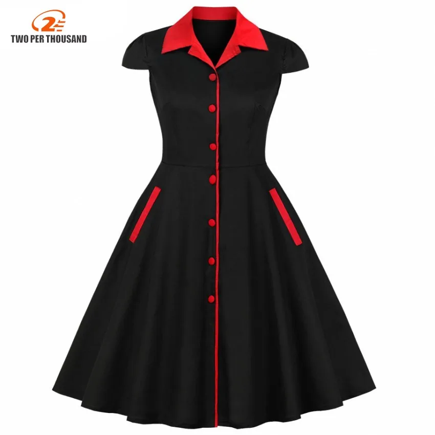 Женское винтажное платье с драпировкой качели черное Хлопковое в стиле ретро