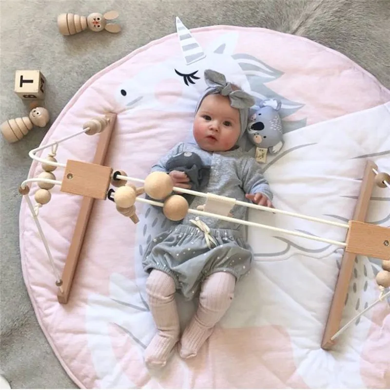 

90CM Kids Play Game Mats Round Carpet Cute Cartoon Animals unicorn Baby Play Mat Newborn Infant Crawling Blanket Floor Carpet