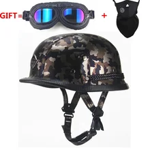 TRASPORTO LIBERO per Harley WWII Stile Aperto Viso Mezza Casco di Cuoio Harley Moto Moto d’epoca Moto Vespa camouflage