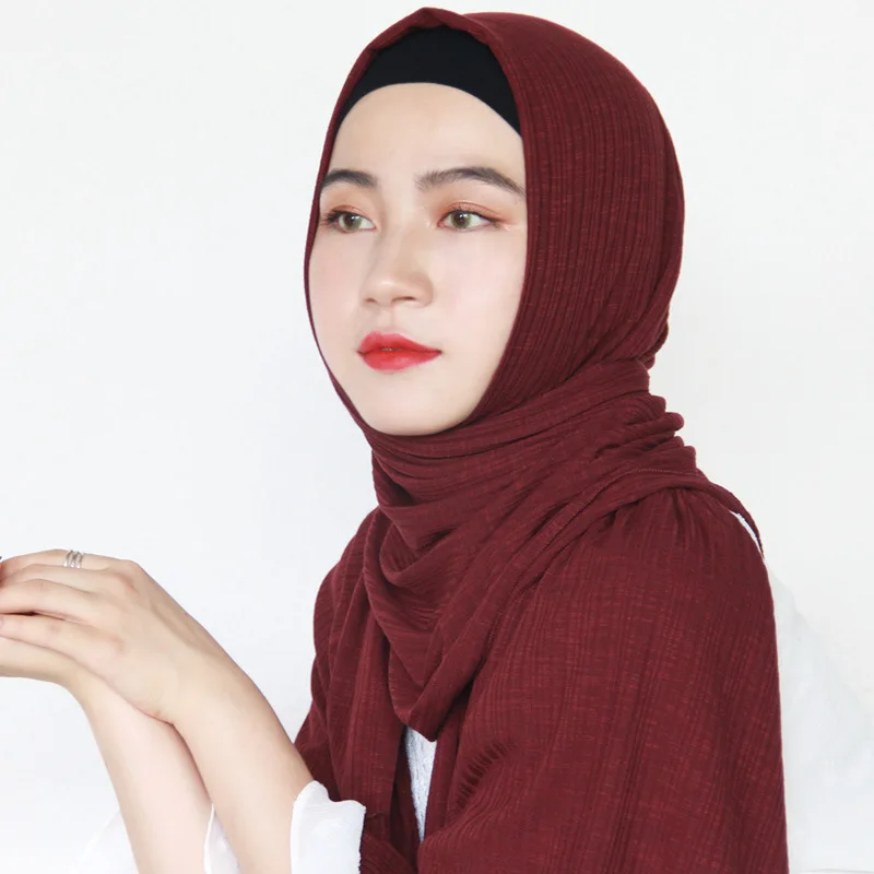 

Quality Cotton Thick Muslim Scarves Hijabs For Women Long hawl Female Headscarf Arabian Islamic Accessories Wrap 70x170cm