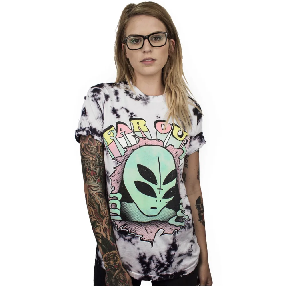 Дизайн 3D инопланетянин печати хип хоп футболка с коротким рукавом Длинные размера плюс свободные повседневные летние женские рубашки Mujer Blusa